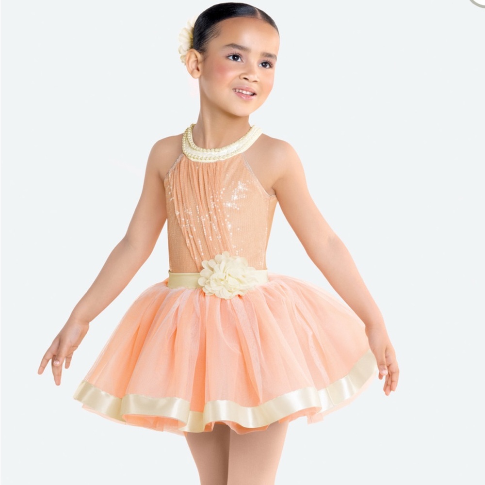 Revolution Ballet Peach Sequin Tutu Dress small 4T 5T